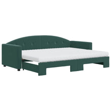 Slaapbank Onderschuifbed Matrassen 80X200Cm Fluweel 80 x 200 cm Donkergroen met onderschuifbed en matras
