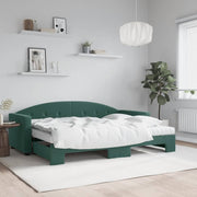 Slaapbank onderschuifbed 80x200 cm donkergroen fluweel