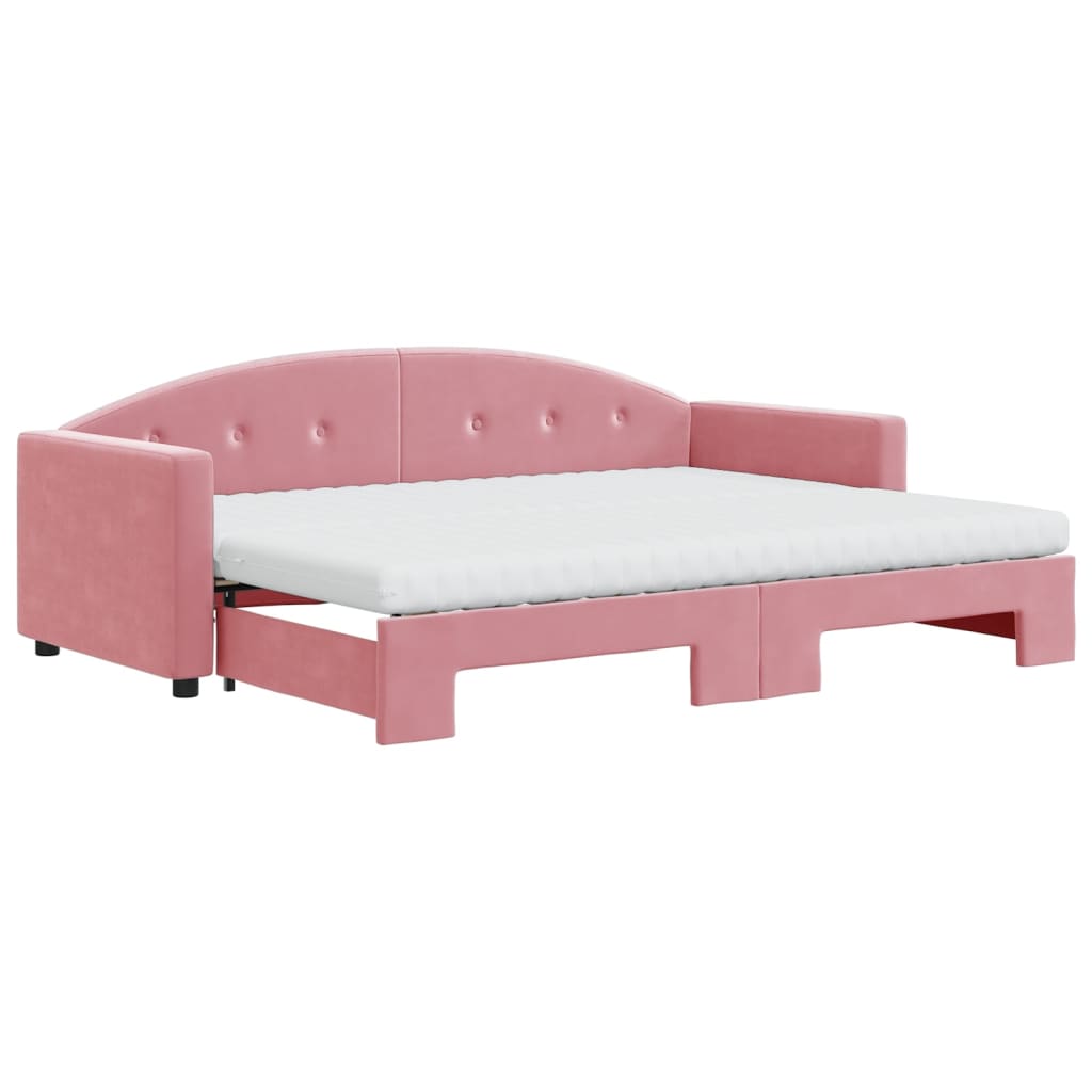 Slaapbank Onderschuifbed En Matrassen Fluweel 80 x 200 cm