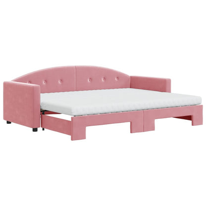 Slaapbank Onderschuifbed En Matrassen Fluweel 80 x 200 cm