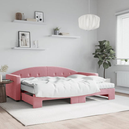 Slaapbank Onderschuifbed En Matrassen Fluweel 80 x 200 cm