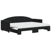 Slaapbank Onderschuifbed En Matrassen Fluweel 80 x 200 cm Zwart met onderschuifbed en matras