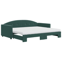 Slaapbank Onderschuifbed Matrassen 90X200Cm Fluweel 90 x 200 cm Donkergroen met onderschuifbed en matras
