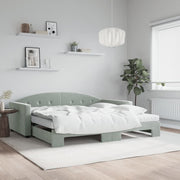 Sofa bed trundle bed mattresses 100x200cm velvet light grey