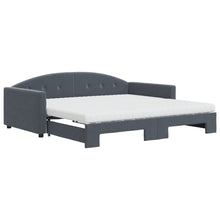 Slaapbank onderschuifbed matrassen 100x200cm fluweeldonkergrijs