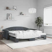 Sofa bed pull-out bed mattresses 100x200cm velvet dark grey