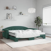 Sofa bed pull-out bed mattresses 100x200cm velvet dark green