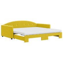 Slaapbank onderschuifbed en matrassen 100x200 cm fluweel geel