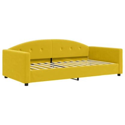 Slaapbank onderschuifbed en matrassen 100x200 cm fluweel geel