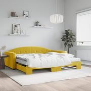 Slaapbank met onderschuifbed 100x200 cm geel fluweel