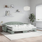 Slaapbank onderschuifbed 90x190 cm fluweel lichtgrijs
