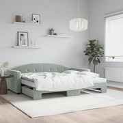 Slaapbank onderschuifbed 90x190 cm fluweel lichtgrijs