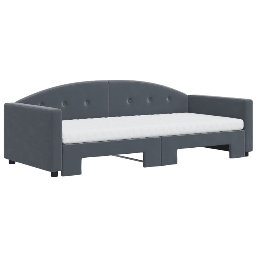 Slaapbank Onderschuifbed Matrassen 90X190Cm Fluweel 90 x 190 cm Donkergrijs