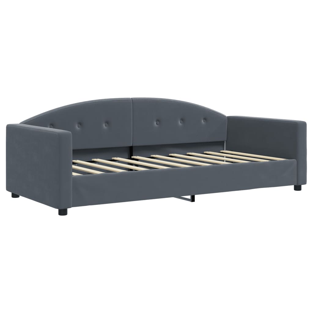 Slaapbank Onderschuifbed Matrassen 90X190Cm Fluweel 90 x 190 cm Donkergrijs