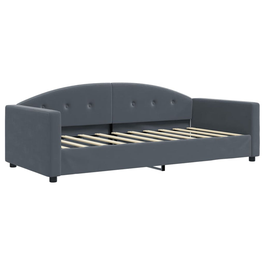 Slaapbank Onderschuifbed Matrassen 90X190Cm Fluweel 90 x 190 cm Donkergrijs