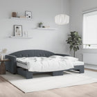 Slaapbank met onderschuifbed 2x matras 90x190 cm fluweel donkergrijs