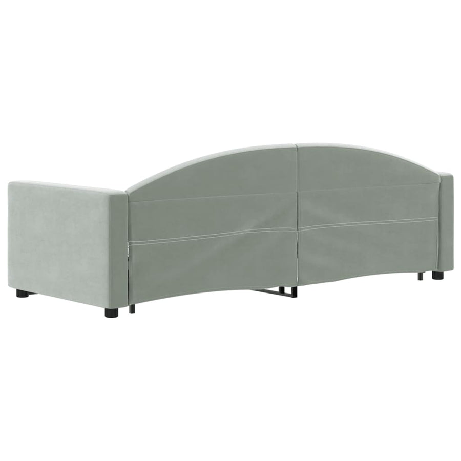 Slaapbank Onderschuifbed En Lades Fluweel 80 x 200 cm Lichtgrijs met onderschuifbed en lade
