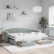 Slaapbank onderschuifbed 80x200 cm fluweel lichtgrijs