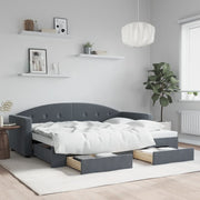 Slaapbank onderschuifbed lades 80x200 cm fluweel donkergrijs