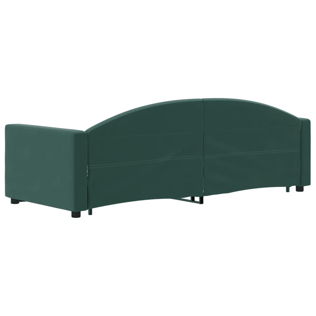 Slaapbank Onderschuifbed En Lades Fluweel 80 x 200 cm Donkergroen met onderschuifbed en lade