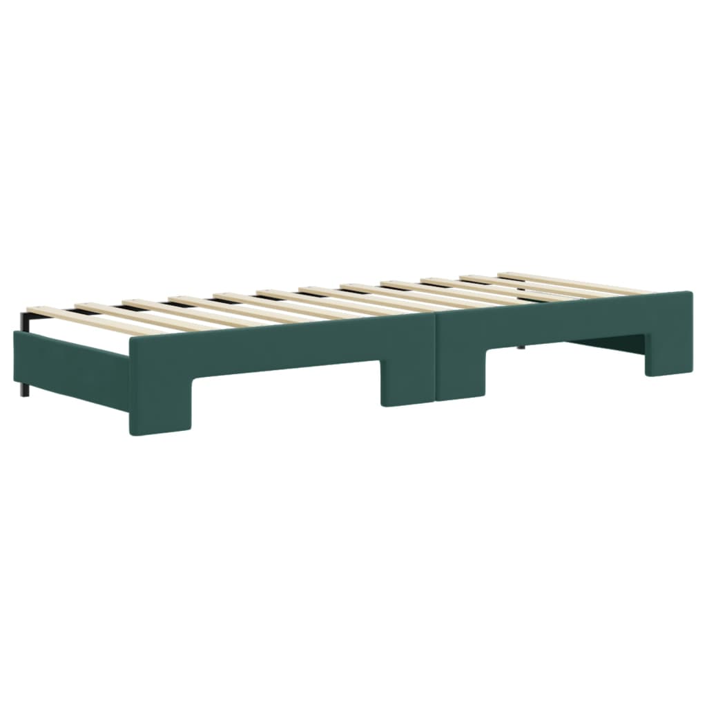 Slaapbank Onderschuifbed En Lades Fluweel 80 x 200 cm Donkergroen met onderschuifbed en lade