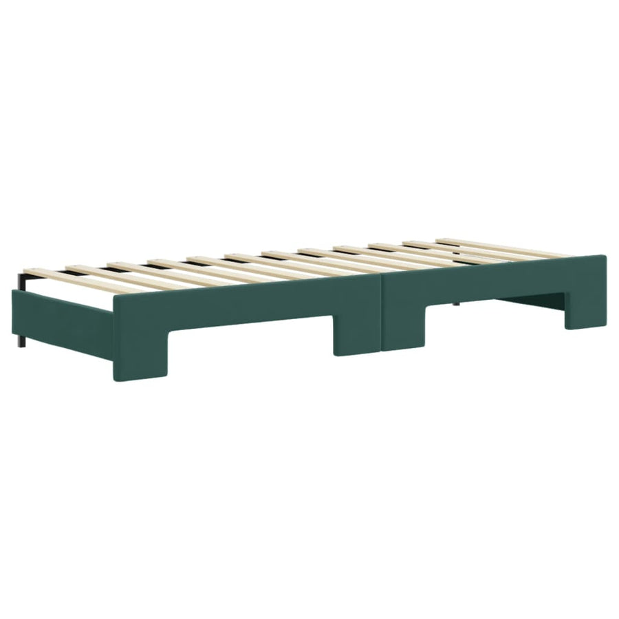 Slaapbank Onderschuifbed En Lades Fluweel 80 x 200 cm Donkergroen met onderschuifbed en lade