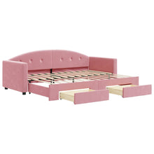 Slaapbank met onderschuifbed en lades 80x200 cm fluweel roze