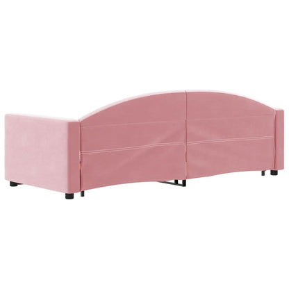 Slaapbank met onderschuifbed en lades 80x200 cm fluweel roze