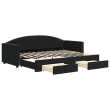 Slaapbank S Fluweel 80 x 200 cm Zwart met onderschuifbed en lade