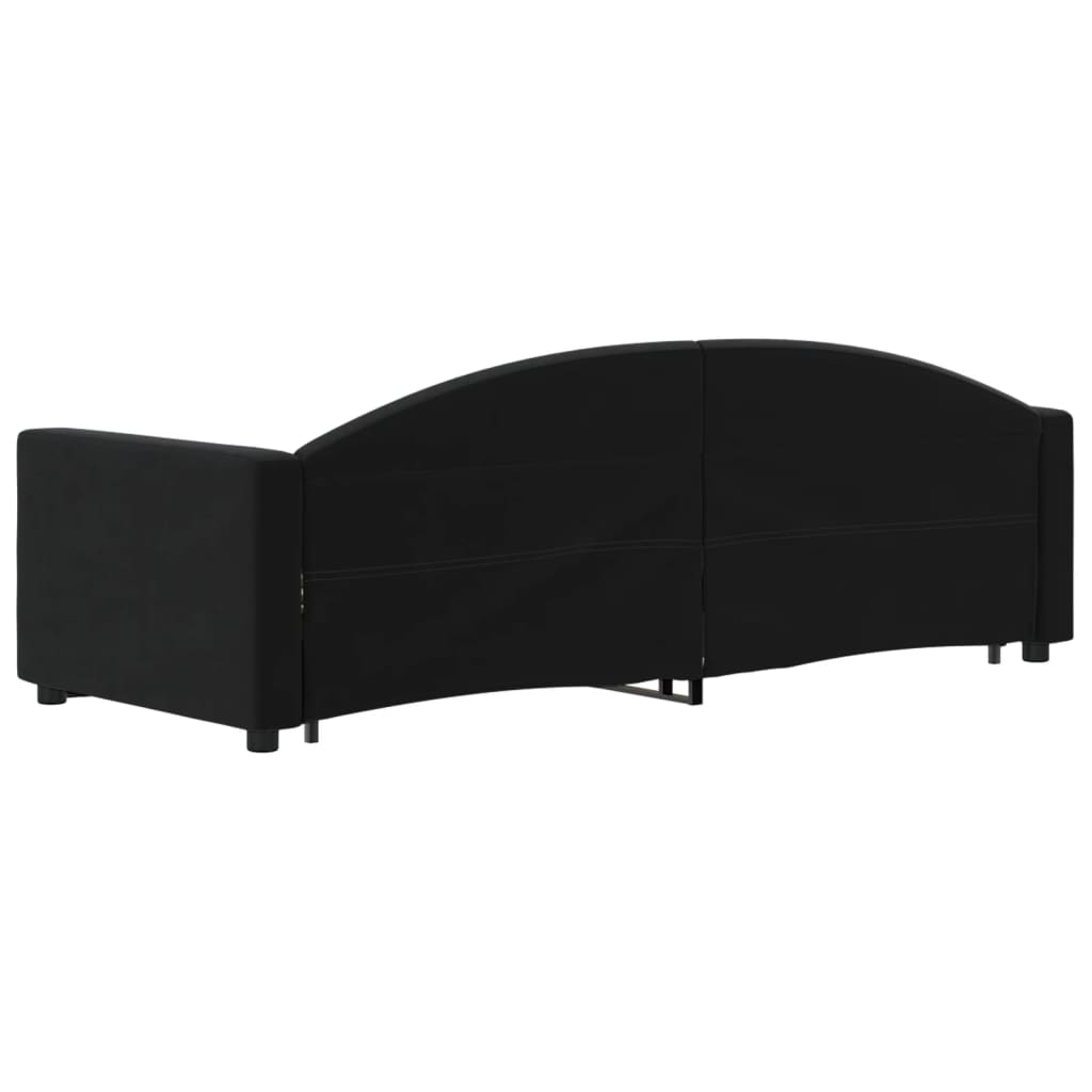 Slaapbank S Fluweel 80 x 200 cm Zwart met onderschuifbed en lade
