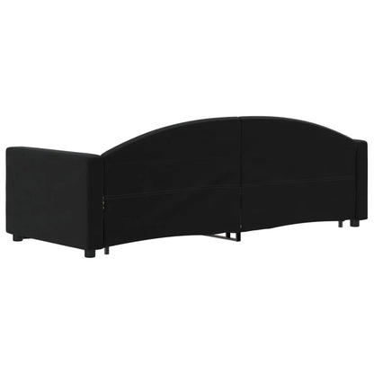 Slaapbank S Fluweel 80 x 200 cm Zwart met onderschuifbed en lade