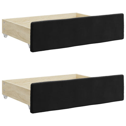 Slaapbank S Fluweel 80 x 200 cm Zwart met onderschuifbed en lade