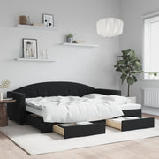 Slaapbank met onderschuifbed en lades 80x200 cm zwart