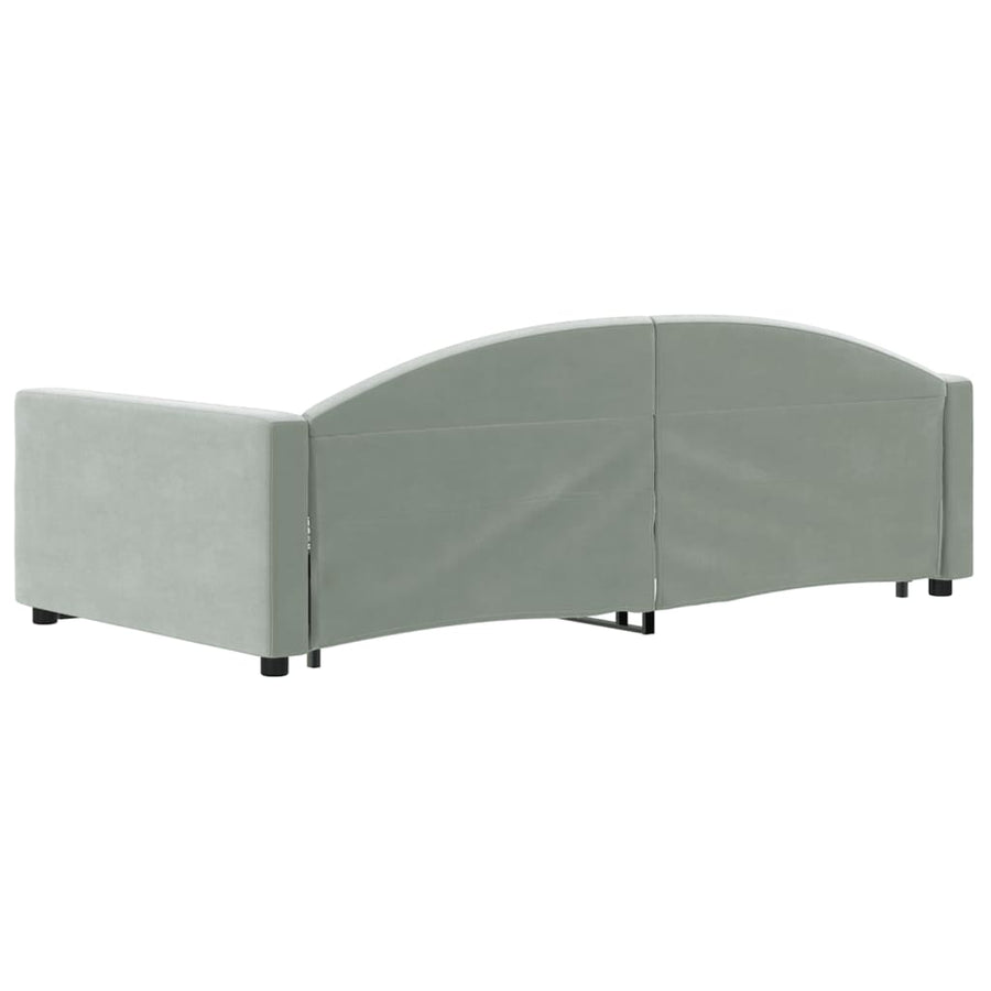 Slaapbank Onderschuifbed En Lades Fluweel 90 x 200 cm Lichtgrijs met onderschuifbed en lade