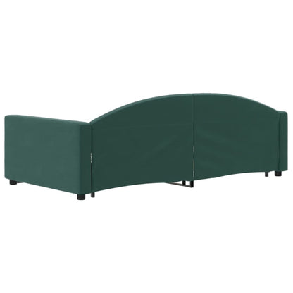 Slaapbank Onderschuifbed En Lades Fluweel 90 x 200 cm Donkergroen met onderschuifbed en lade