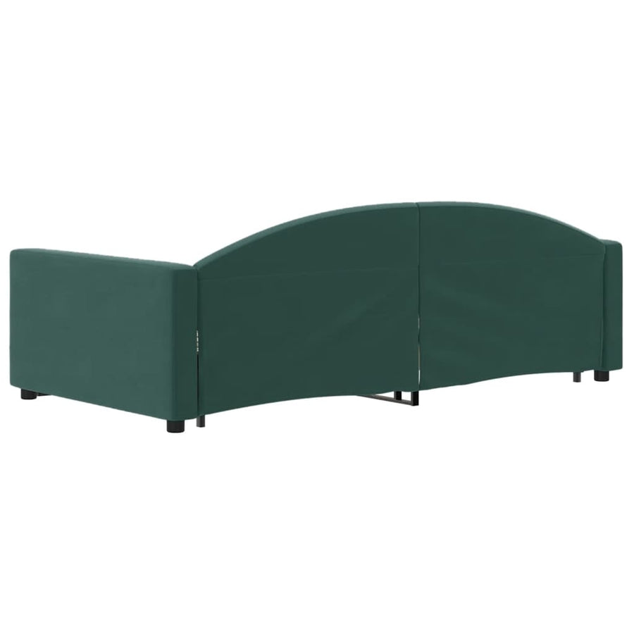 Slaapbank Onderschuifbed En Lades Fluweel 90 x 200 cm Donkergroen met onderschuifbed en lade
