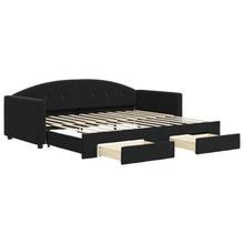 Slaapbank S Fluweel 90 x 200 cm Zwart met onderschuifbed en lade