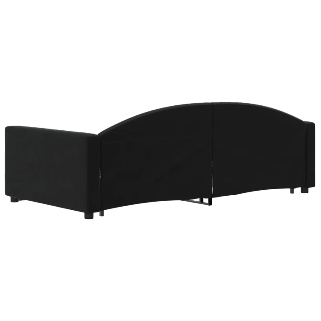 Slaapbank S Fluweel 90 x 200 cm Zwart met onderschuifbed en lade