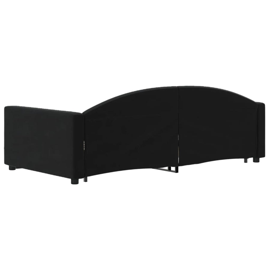 Slaapbank S Fluweel 90 x 200 cm Zwart met onderschuifbed en lade