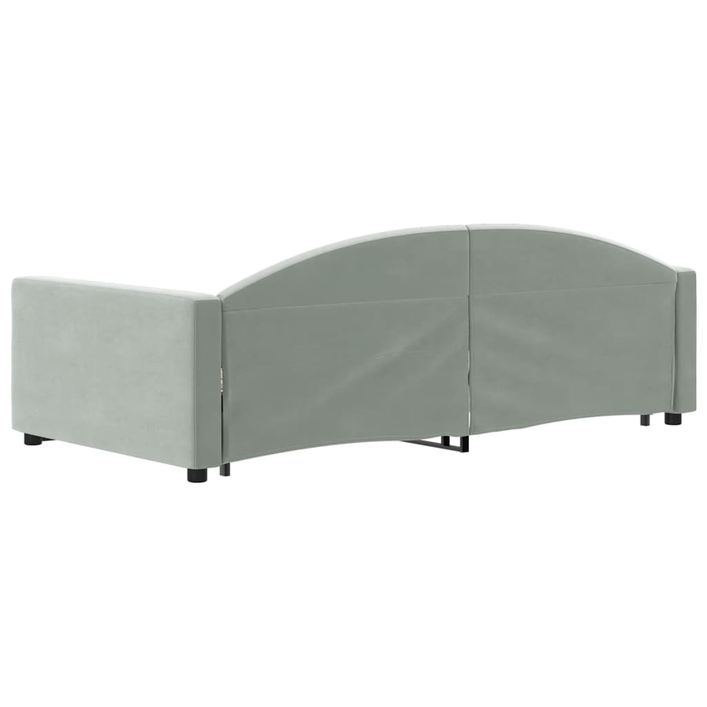 Slaapbank Onderschuifbed En Lades Fluweel 100 x 200 cm Lichtgrijs met onderschuifbed en lade