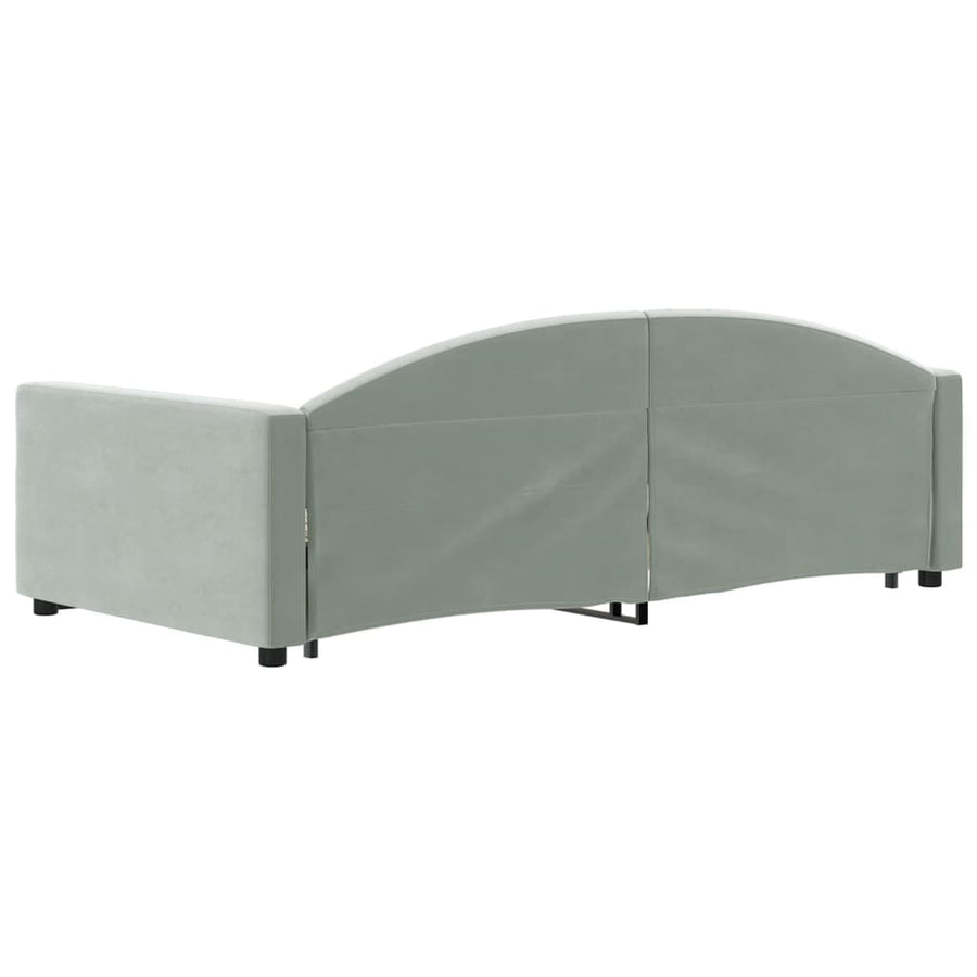 Slaapbank Onderschuifbed En Lades Fluweel 100 x 200 cm Lichtgrijs met onderschuifbed en lade