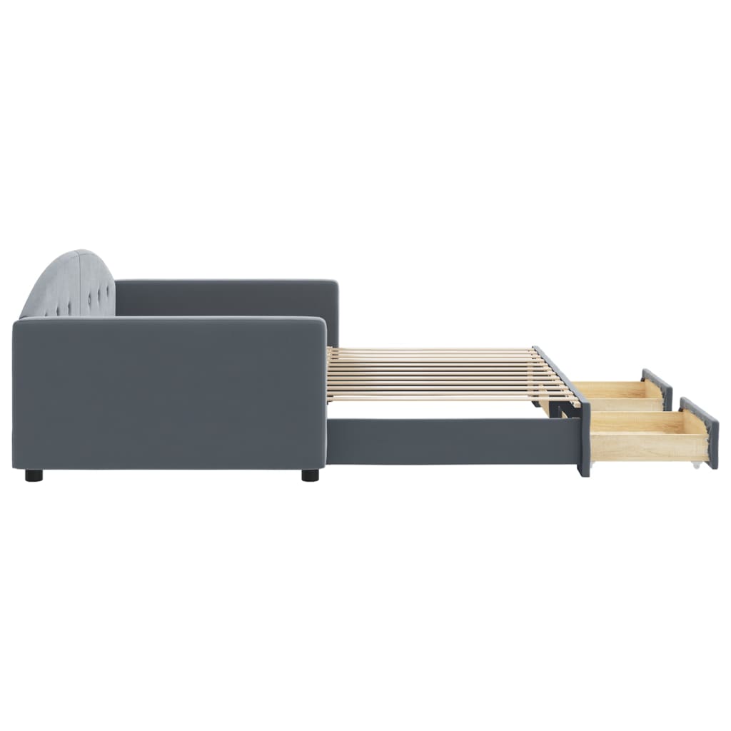 Slaapbank onderschuifbed lades 100x200 cm fluweel donkergrijs