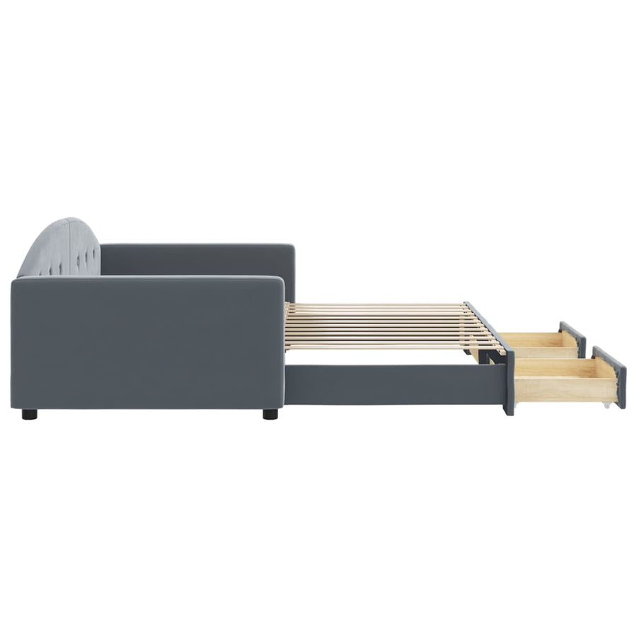 Slaapbank onderschuifbed lades 100x200 cm fluweel donkergrijs