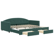 Slaapbank Onderschuifbed Lades Fluweel 100 x 200 cm Donkergroen met onderschuifbed en lade