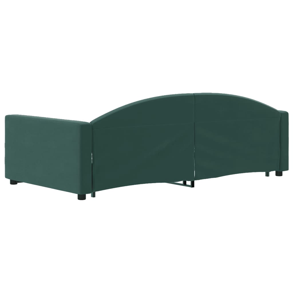 Slaapbank Onderschuifbed Lades Fluweel 100 x 200 cm Donkergroen met onderschuifbed en lade