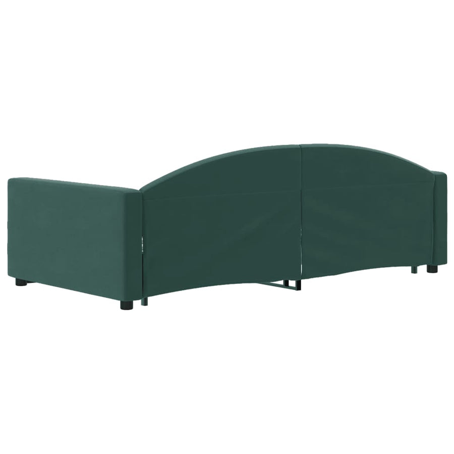 Slaapbank Onderschuifbed Lades Fluweel 100 x 200 cm Donkergroen met onderschuifbed en lade