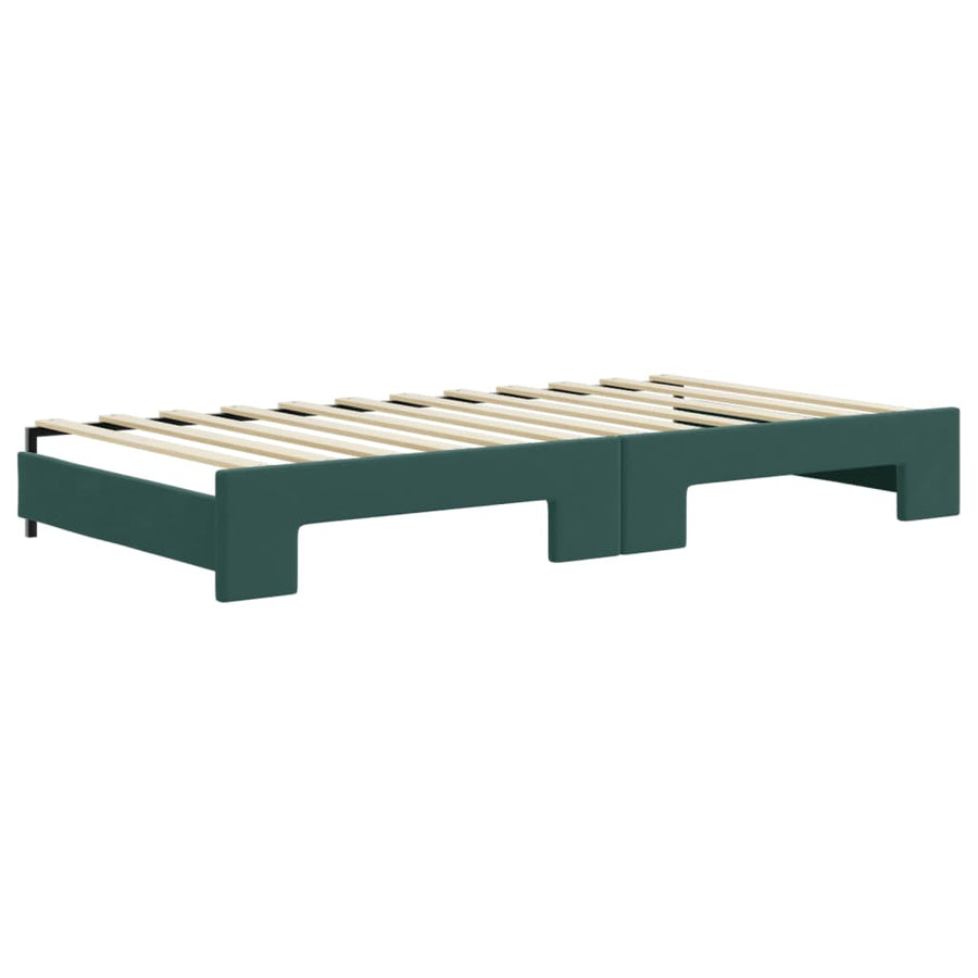 Slaapbank Onderschuifbed Lades Fluweel 100 x 200 cm Donkergroen met onderschuifbed en lade