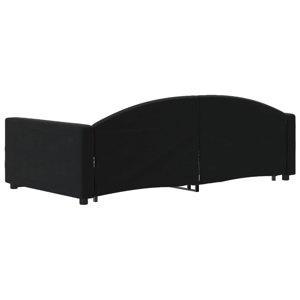 Slaapbank S Fluweel 100 x 200 cm Zwart met onderschuifbed en lade
