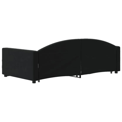 Slaapbank S Fluweel 100 x 200 cm Zwart met onderschuifbed en lade