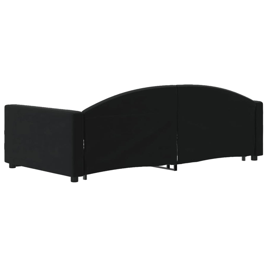 Slaapbank S Fluweel 100 x 200 cm Zwart met onderschuifbed en lade